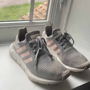 Gray and Pink Swift Run Adidas Shoes CG-4140